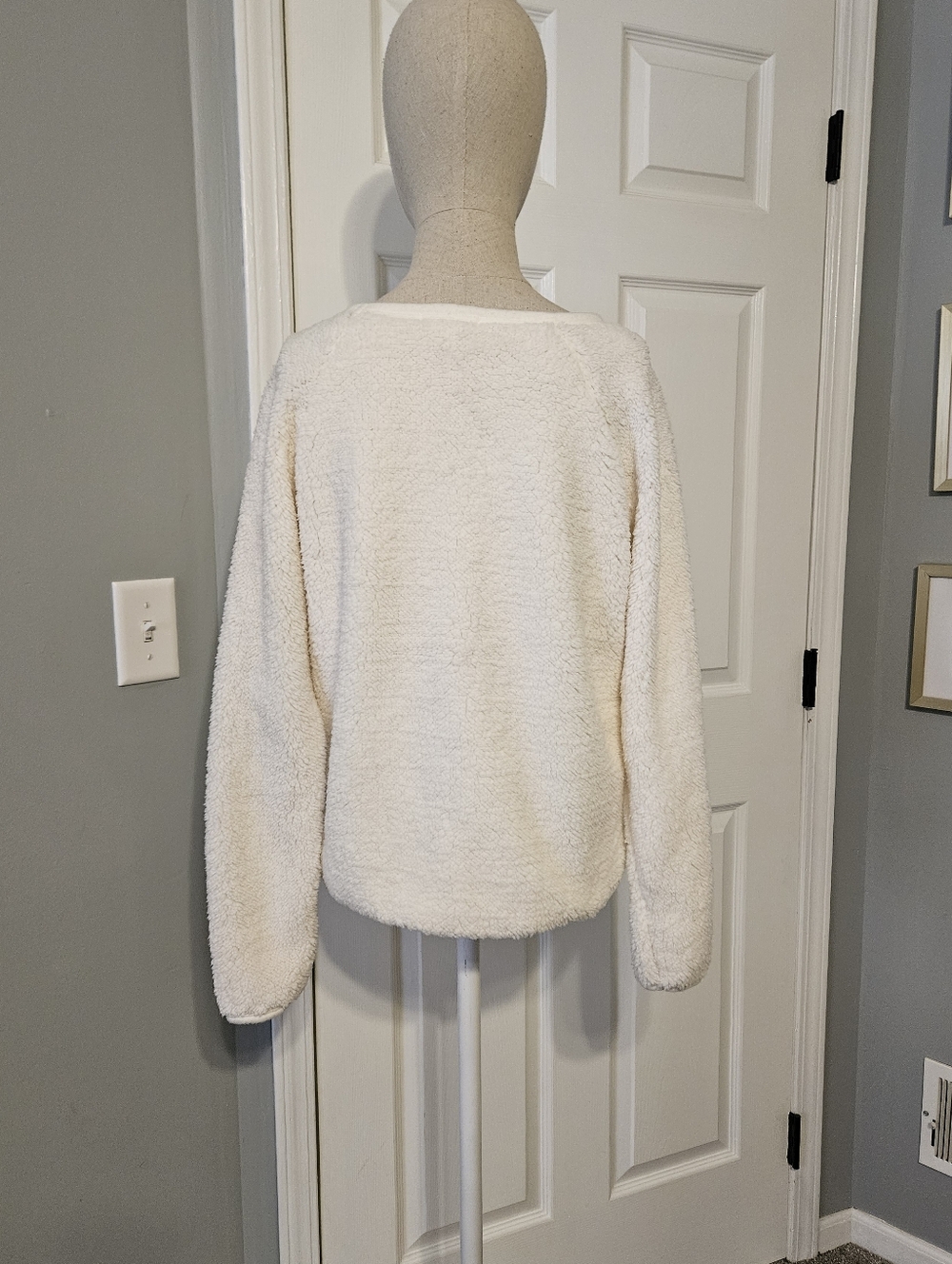 Women's Plush Crewneck Sweater in Cream - Picture 3 of 5
